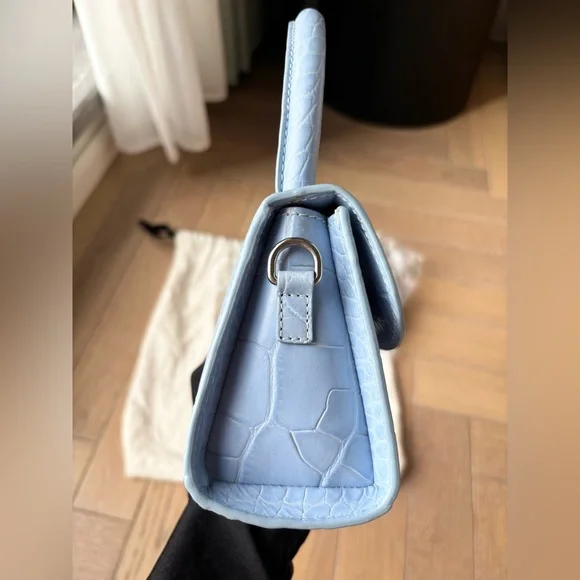 BY FAR Mini Sky Blue Croco Embossed Leather Bag